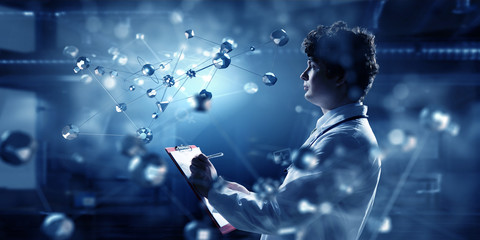 Obraz na płótnie Canvas Innovative technologies in science and medicine. Mixed media