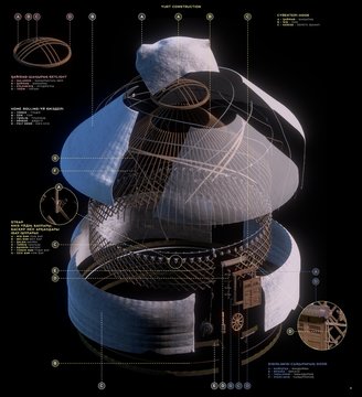 Anatomy of a yurt in aconometric projection. Made strictly according to the drawing.