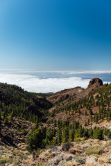 Beautiful panorama of nature above the clouds on the island of Tenerife