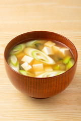 長ネギと豆腐の味噌汁