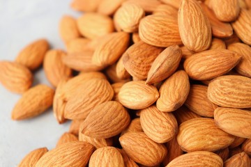 Almonds background. Almond Food or ingredient concept with copy space