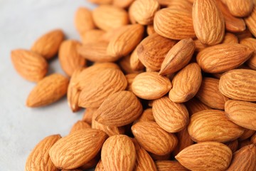 Almonds background. Almond Food or ingredient concept with copy space