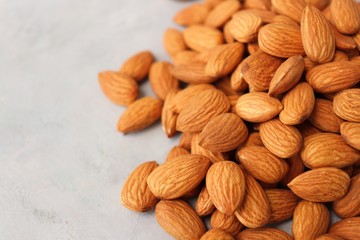 Almonds background. Almond Food or ingredient concept with copy space