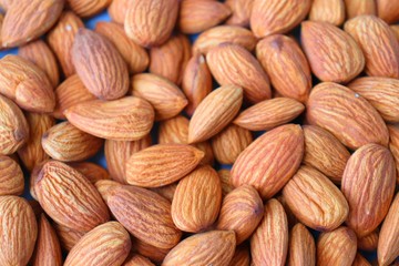 Almonds background. Almond Food or ingredient concept with copy space