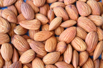 Almonds background. Almond Food or ingredient concept with copy space