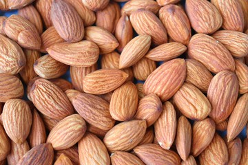 Almonds background. Almond Food or ingredient concept with copy space