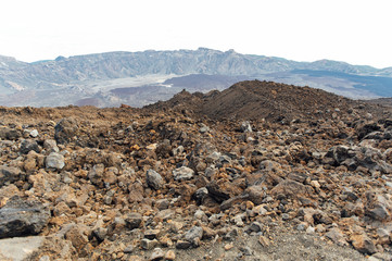 Fantastic view of the Spanish volcano Teide. Rocky volcanic view similar to the landscape of...
