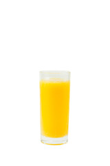 A glass of orange juice isolated on a white background.