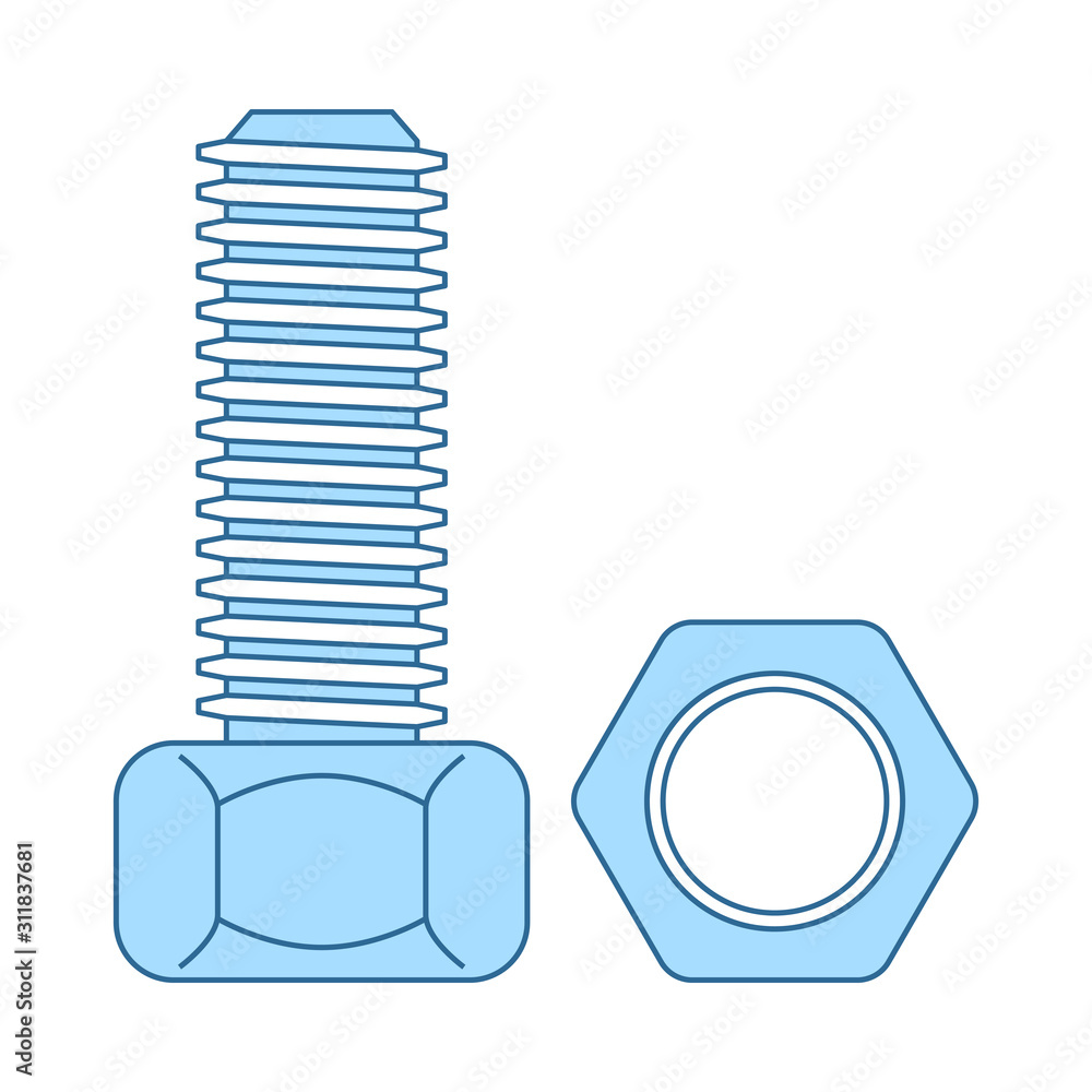 Wall mural Icon Of Bolt And Nut