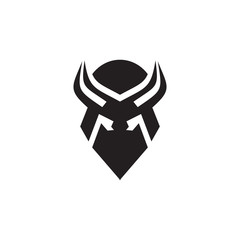 Viking head helmet logo design vector template