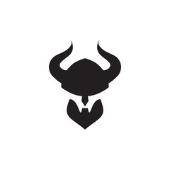 Viking head helmet logo design vector template