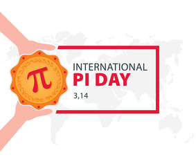 Happy Pi Day! Celebrate Pi Day. Baked Pie with Pi Symbol. March 14.