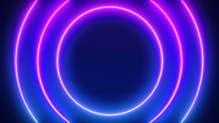 Abstract Retro Sci-Fi Neon bright lens flare colored on black background. Laser show colorful design for banners advertising technologies. Retro style of the 80s
