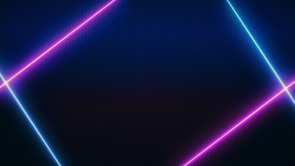 Abstract Retro Sci-Fi Neon bright lens flare colored on black background. Laser show colorful design for banners advertising technologies. Retro style of the 80s