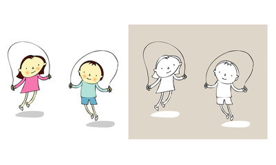 Children skipping rope.