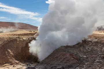 Geyser and hot spring on the altiplano in Bolivia