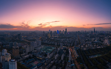 Obraz premium Skyline of Nanjing City at Sunset