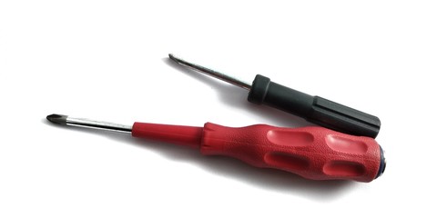 black and red screwdriver isolated on a white background