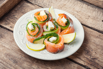 Trout or salmon roll