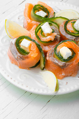 Smoked salmon roll with cheese