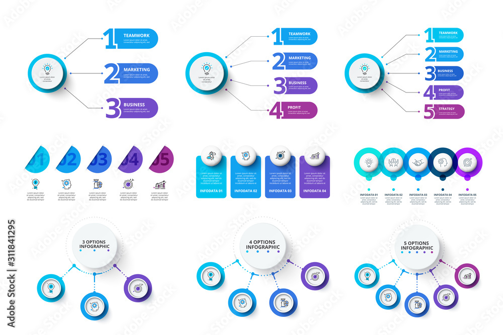 Aufkleber circle elements set for infographic. template for diagram, graph, presentation and flowchart. busine