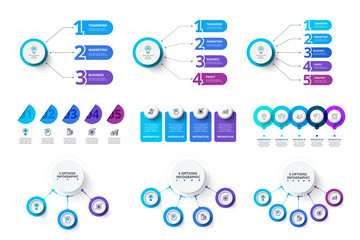 Circle elements set for infographic. Template for diagram, graph, presentation and flowchart. Business concept with 3, 4, 5 and 6 options, parts, steps or processes