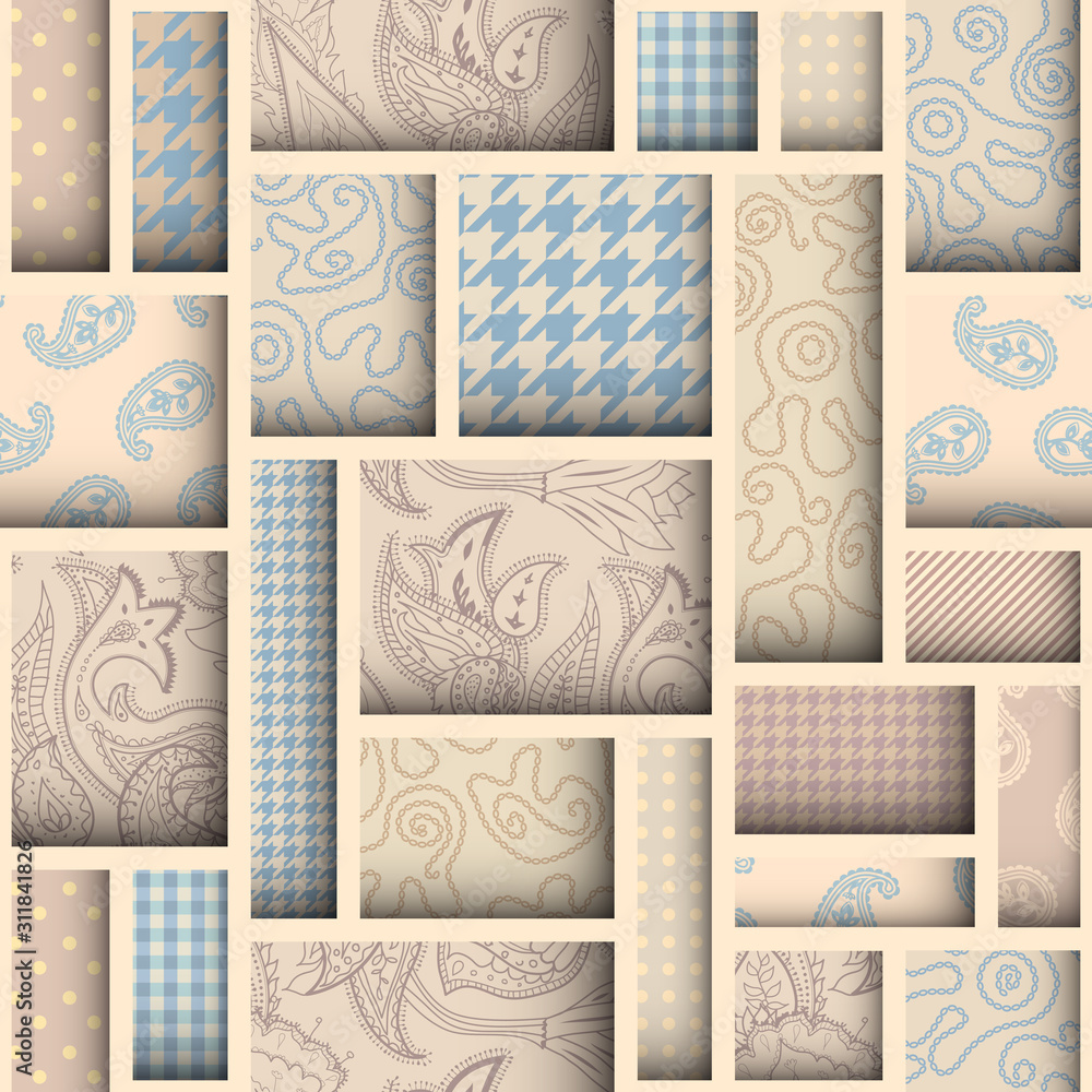 Poster paper cut shapes design. seamless vector pattern.
