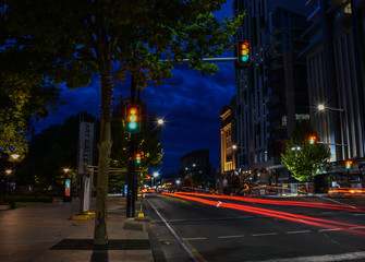 Urban night lights motion street