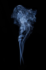 Photo of real white smoke on black background