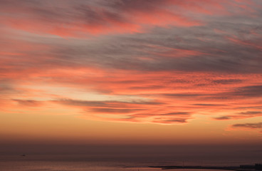Bloody sunrise over the bay