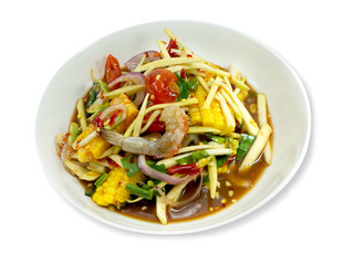 Thai Spicy Salad with Salted   on a white background,with clipping path