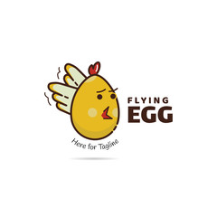 Cute flying chicken egg logo for fast food