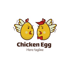 Naklejka premium Two cute chicken eggs for modern fast food logo