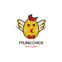 Flying chicken egg logo for modern fast food