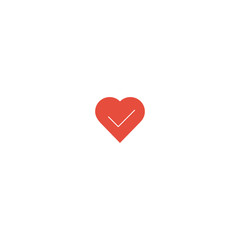Vector Heart and Tick Icon on white