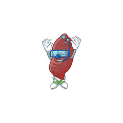 Funny sweet potatoes mascot design with Diving glasses