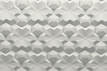 White pattern with complex low poly flower like and hexagon shapes