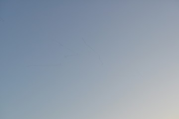 Photo of a beautiful, even, saturated, blue sky without clouds. Layout for advertising, texture, background and more.