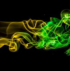 Colored smoke on black background