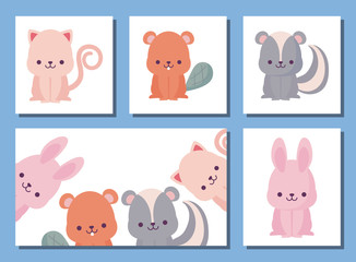 Kawaii animals cartoons vector design