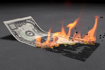 US-Dollar Banknote brennt