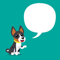 Cartoon character basenji dogs with speech bubble for design.
