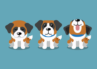 Naklejka premium Cartoon character saint bernard dog poses for design.
