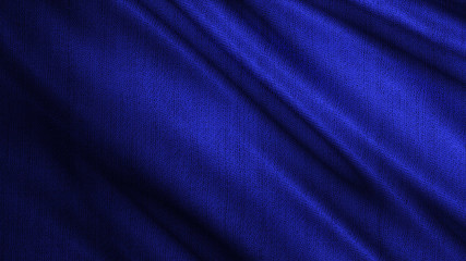 Blue fabric wavy cloth. Fashion material, silk design. Detailed drapery, luxury cloth concept
