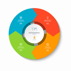 Infographic process chart. Design template with 4 circular arrows.