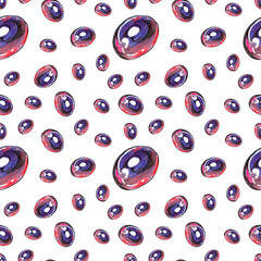Hand painted watercolor pensils gem stones seamless pattern.