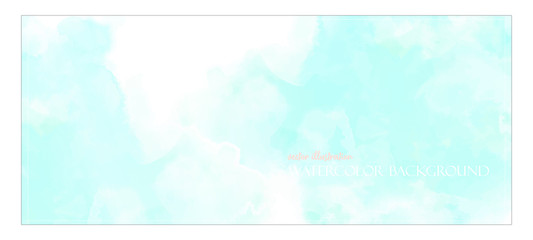 Neo-mint watercolor splash. Green mint background. Banner with free space for your graphics, subtitles. Cyan colors. Vector illustration Delicate and subtle, ethereal.