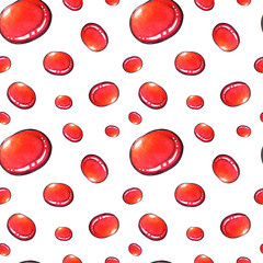 Hand painted watercolor pensils gem stones seamless pattern.