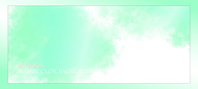Neo mint, light green watercolor banner with free space for your graphics, subtitles. Leamon colors illuminated by the rays of the bright sun. Vector illustration Delicate and subtle, ethereal.