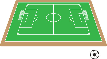 サッカー場とサッカーボール ベクターイラスト